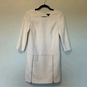 Ann Taylor long sleeves  white dress with zips on the skirt